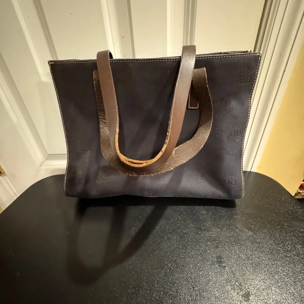 Dooney & Bourke Black Tote with Brown leather Straps
